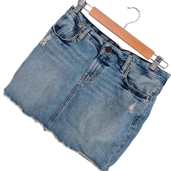 Polo Jeans Co. Dresses & Skirts - Ralph Lauren Polo Jeans Co GiGi Denim Mini Skirt Womens 6 Distressed Raw Hem